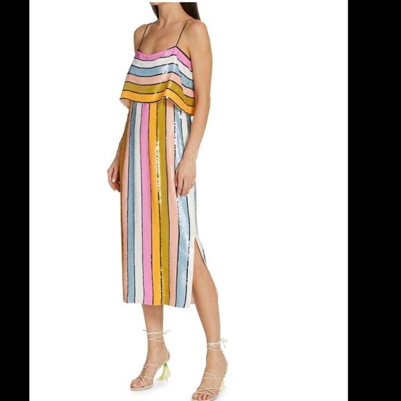 Veronica Beard Ivanna Striped Sequin Midi-Dress - Picture 3 of 7